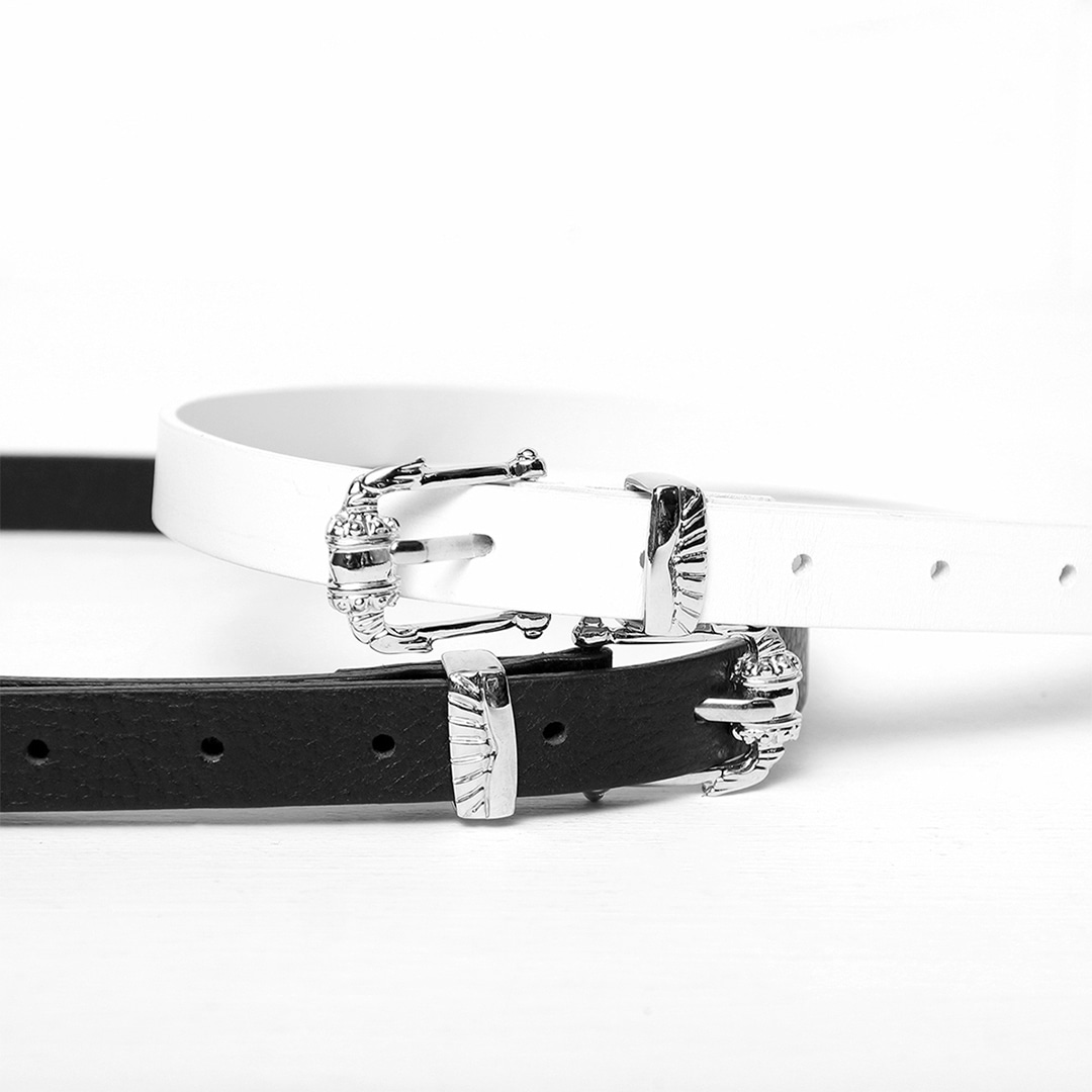 Unisex Designer Buckle Slim Leather Belt 016