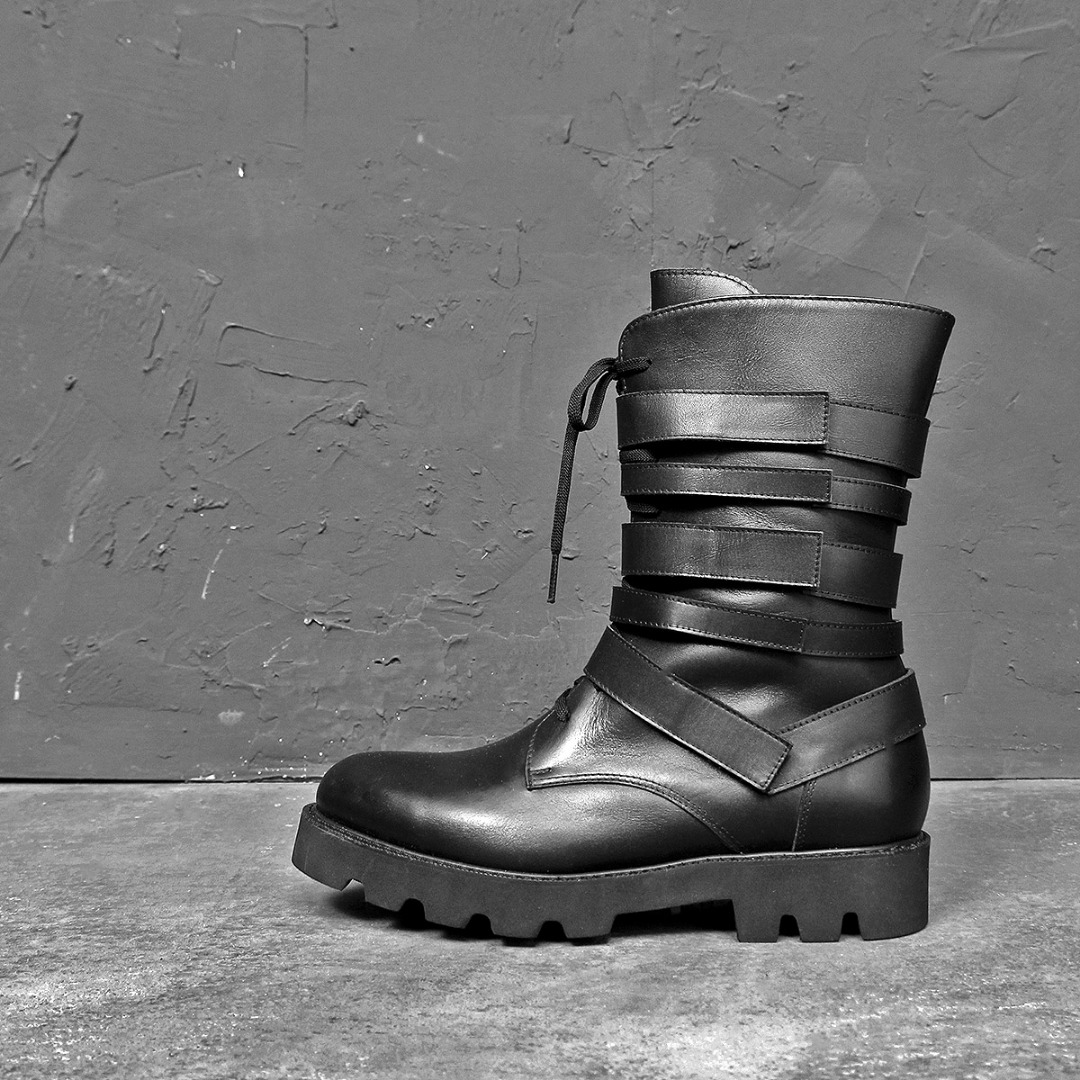 Handmade Multi Closure Premium Leather Boots 020