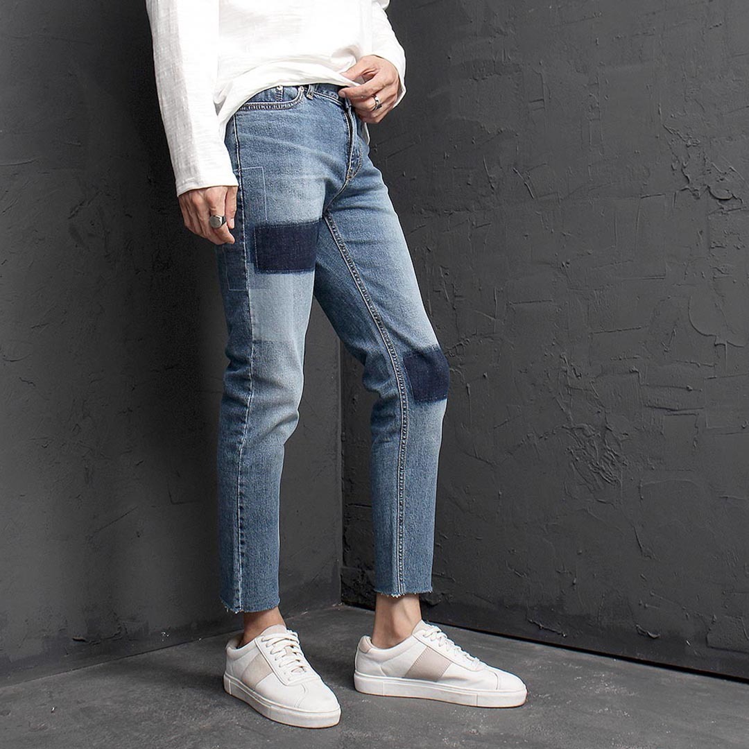 Block Washed Styling Blue Skinny Jeans 1344