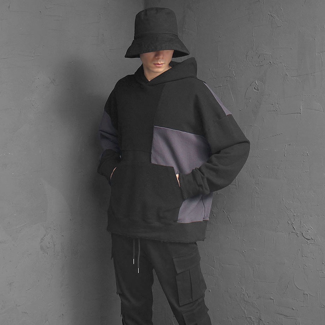 Over Sized Fit Contrast Reversed Hoodie 2839
