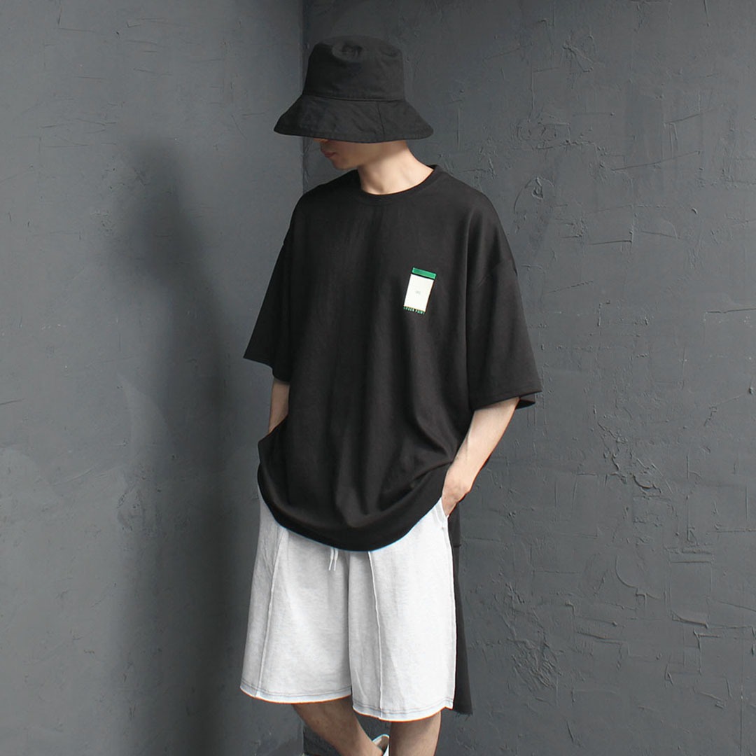 Green Webbing Strap Printing Oversized Fit Tee 3226