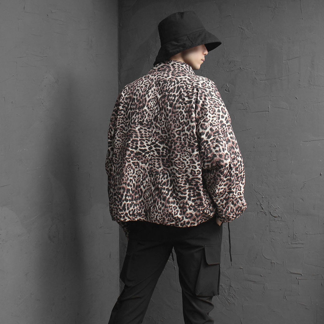 Oversized Fit Leopard Printing Crop Jacket 3491