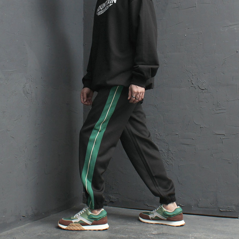 Contrast Side Line Green Joggers 4119