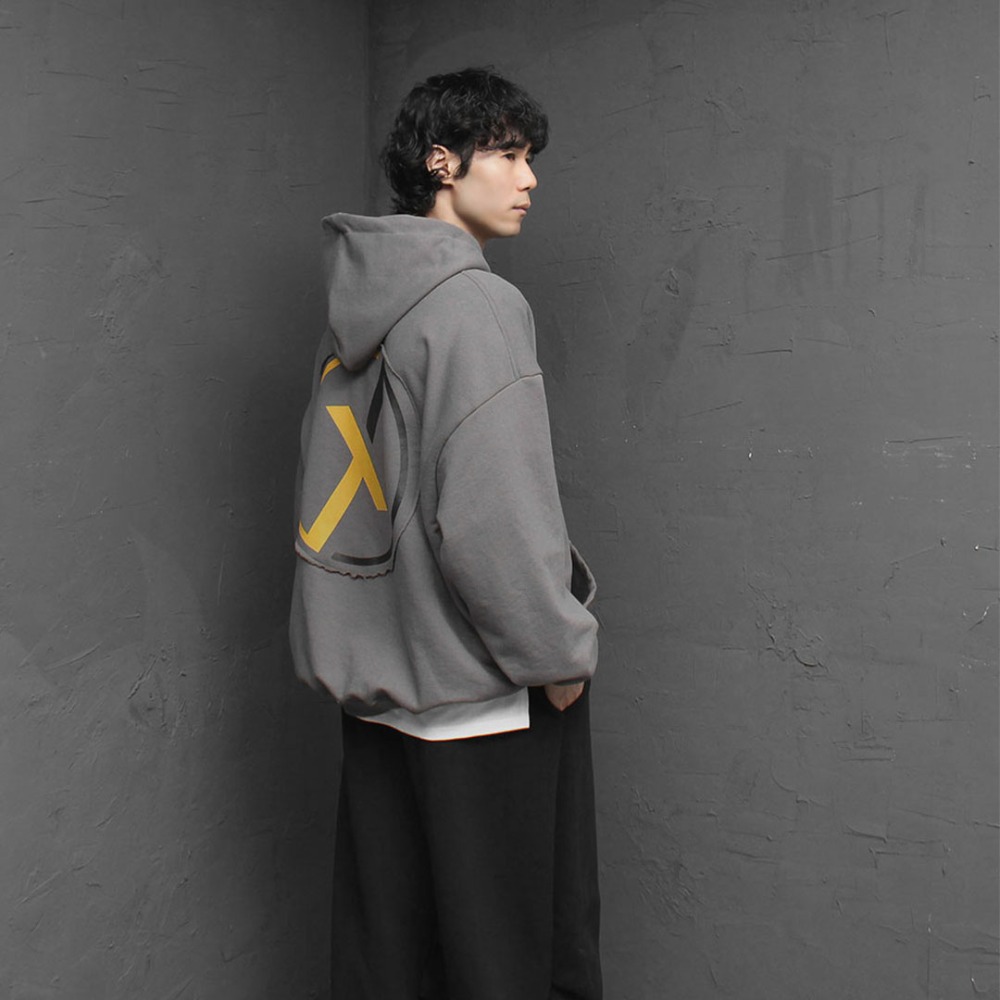 Yellow X Printing Patch Oversized Fit Hoddie 4127
