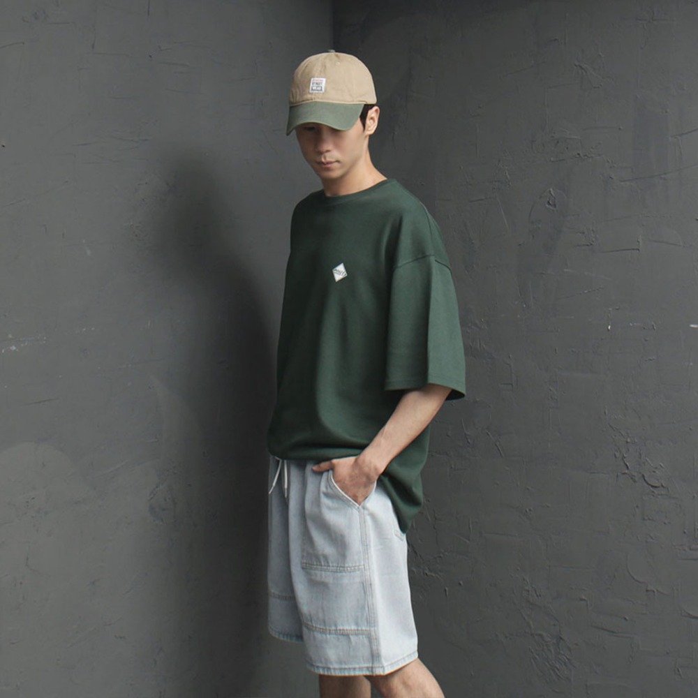 Square Patch Logo Priniting Oversized Fit Tee 4445