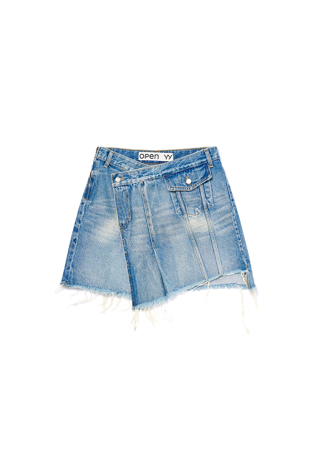 ミニスカート [OPEN YY] WRAP DENIM SKIRT : 2 color WRAP DENIM SKIRT, INDIGO