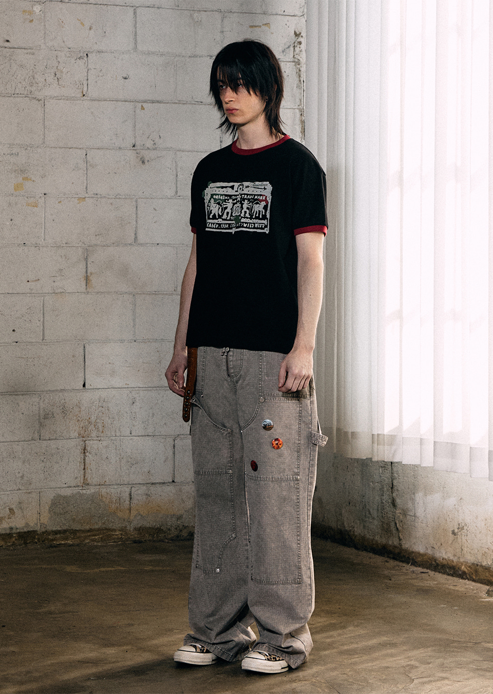 Tシャツ・カットソー THEVINYLHOUSE COWBOY PICTOGRAM RINGER TEE 5FT2289 COWBOY PICTOGRAM RINGER TEE GREY - thevinylhouse