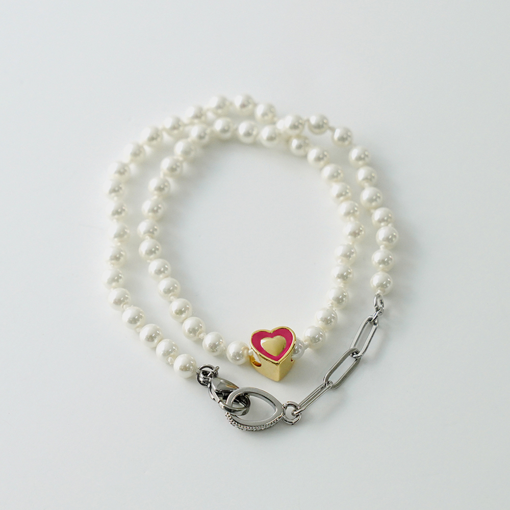 Color Heart Pearl Necklace