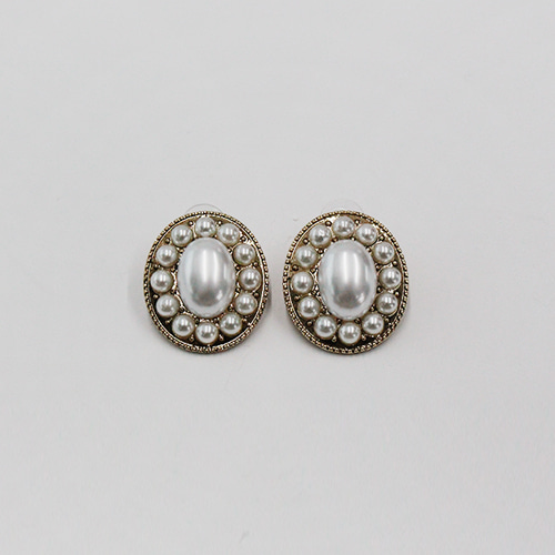 Antique Pearl Button Earrings
