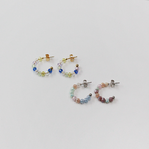 Colorful Pastel Beads Hoop Earrings