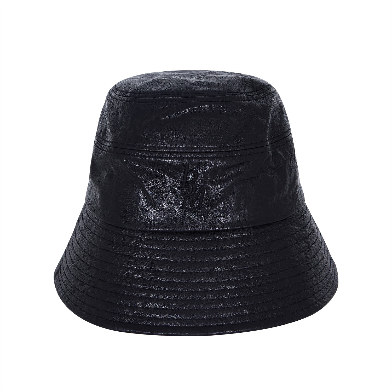 STITCH LEATHER BUCKET HAT (BLACK)