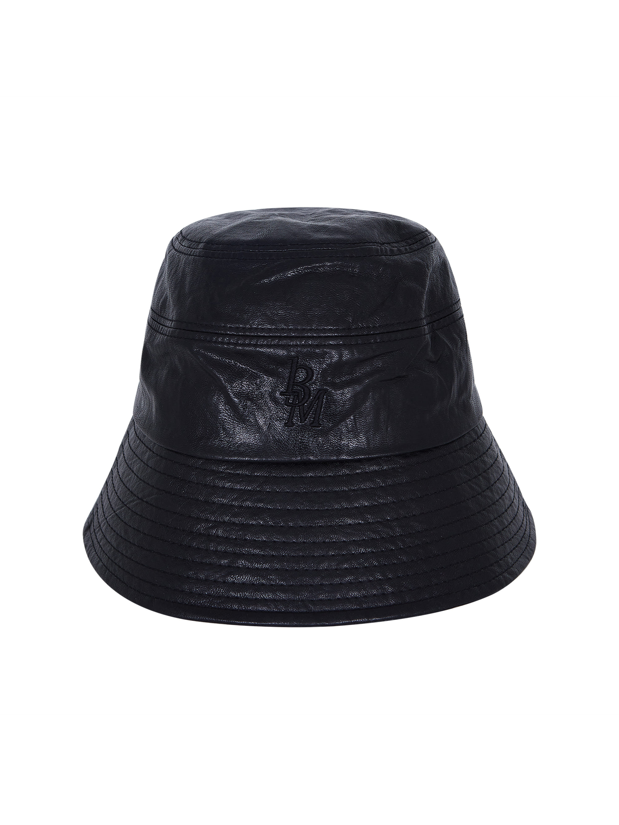 STITCH LEATHER BUCKET HAT (BLACK)