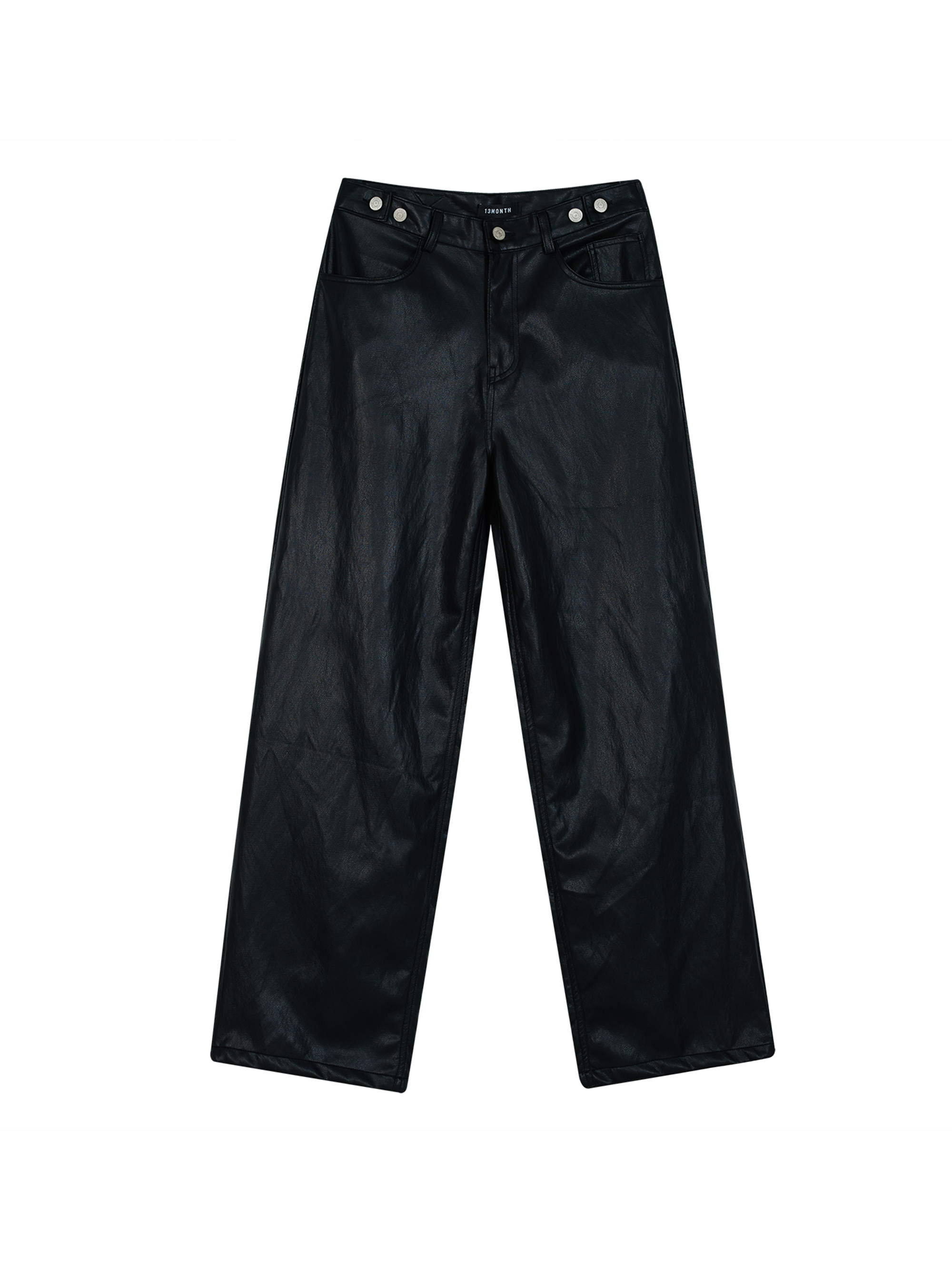 LEATHER WIDE PANTS (BLACK)