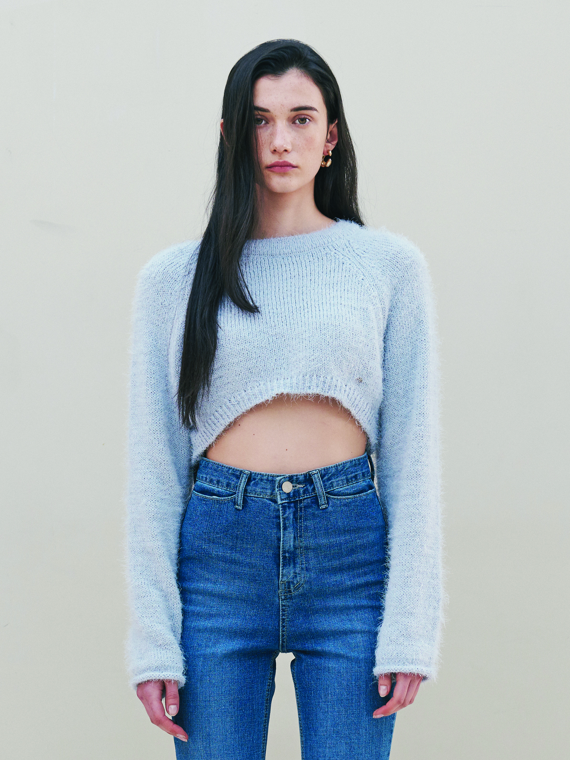 CROPPED KNIT SWEATER (BLUE)
