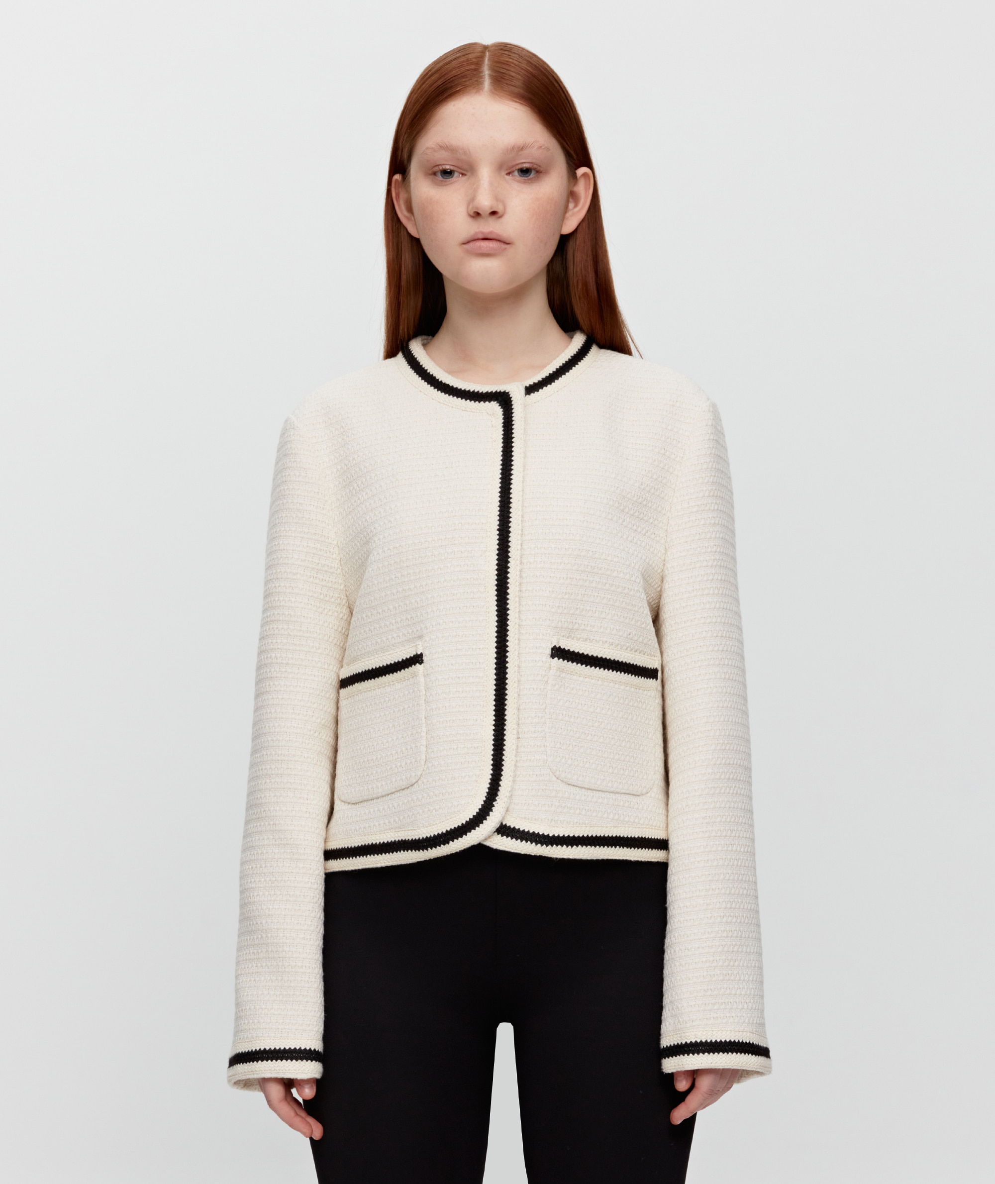 Cropped Tweed Jacket [Ivory]