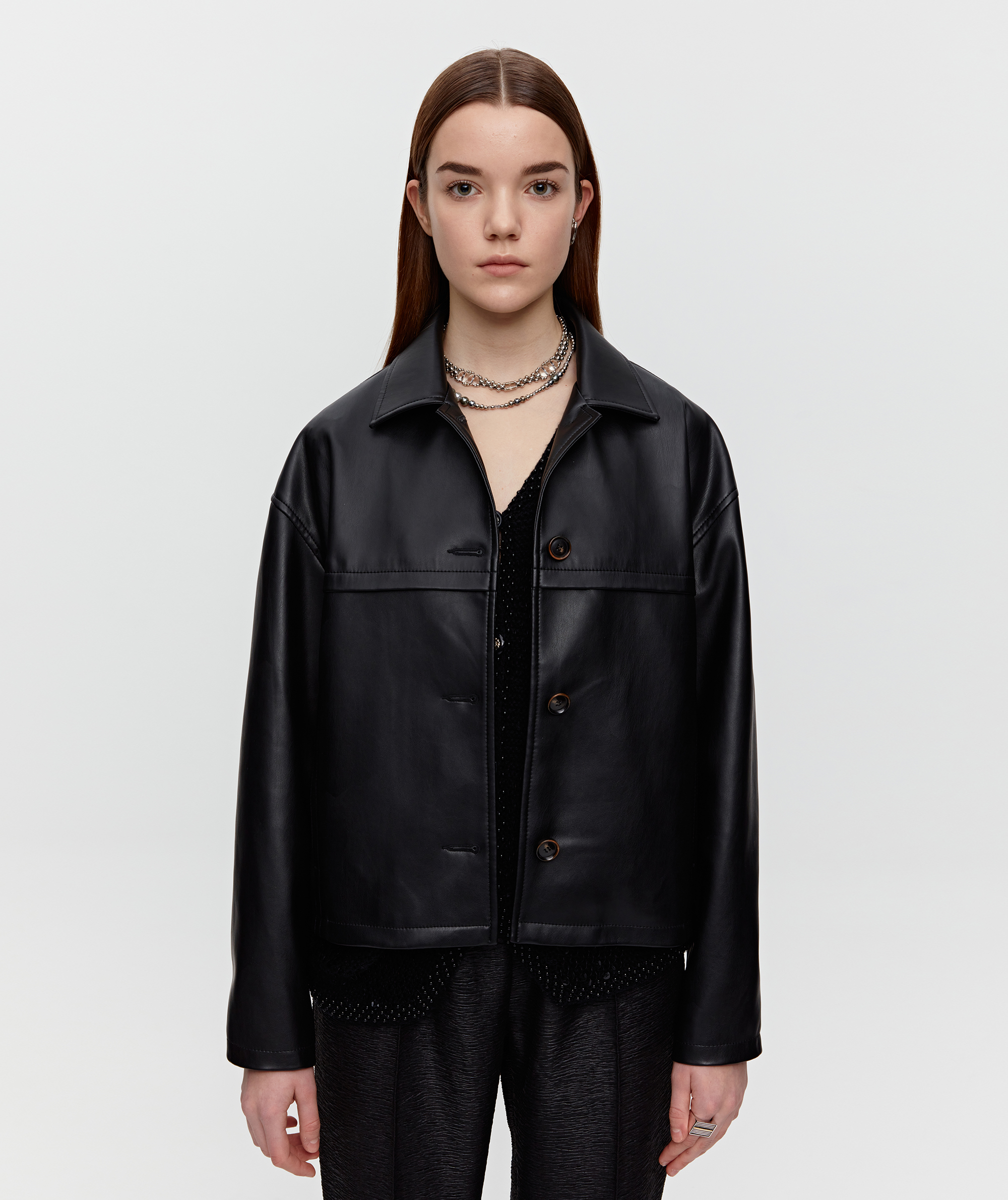 Cleaved Leather Jacket [Black]