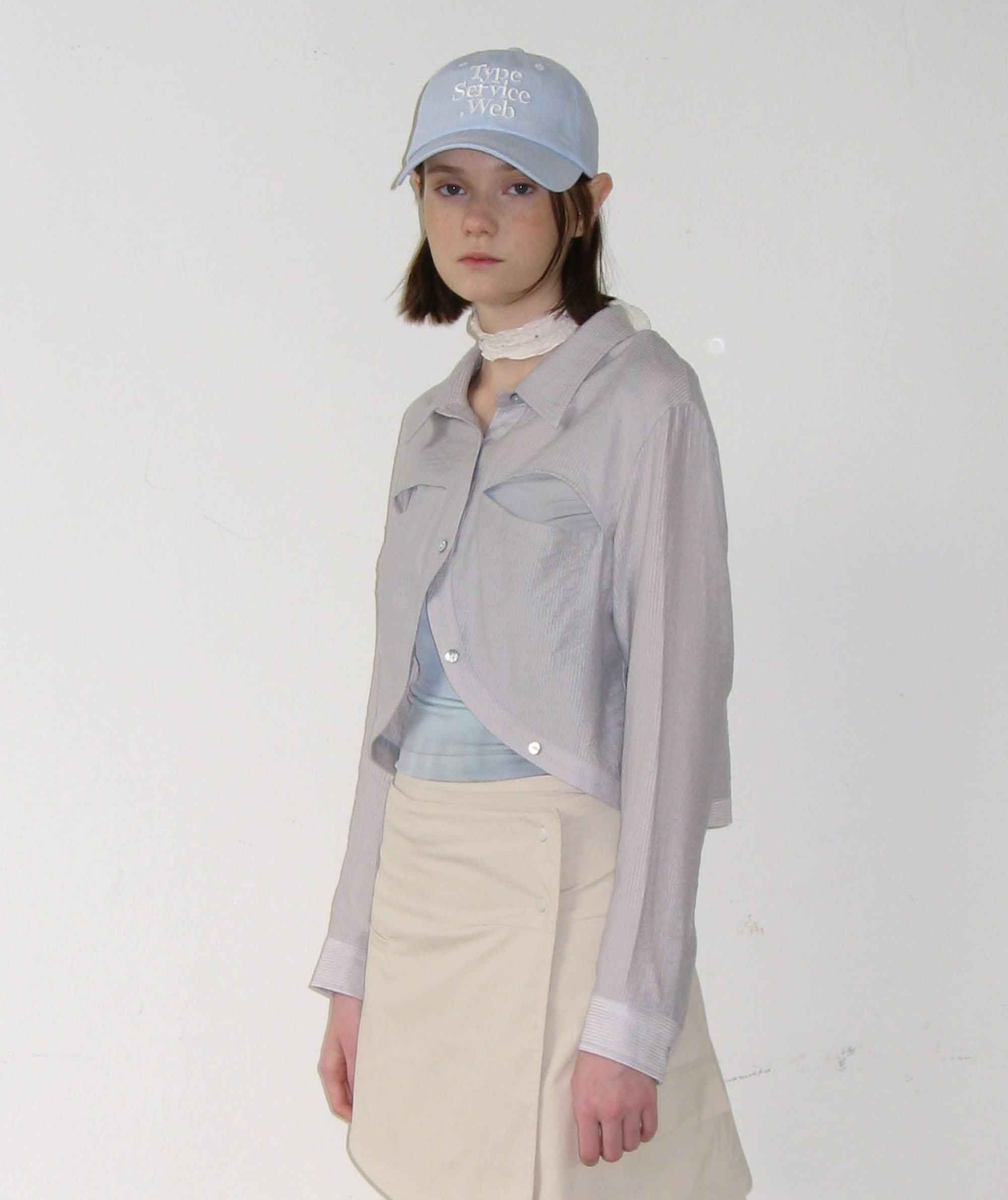Front Cut Out Shirt [Gray]