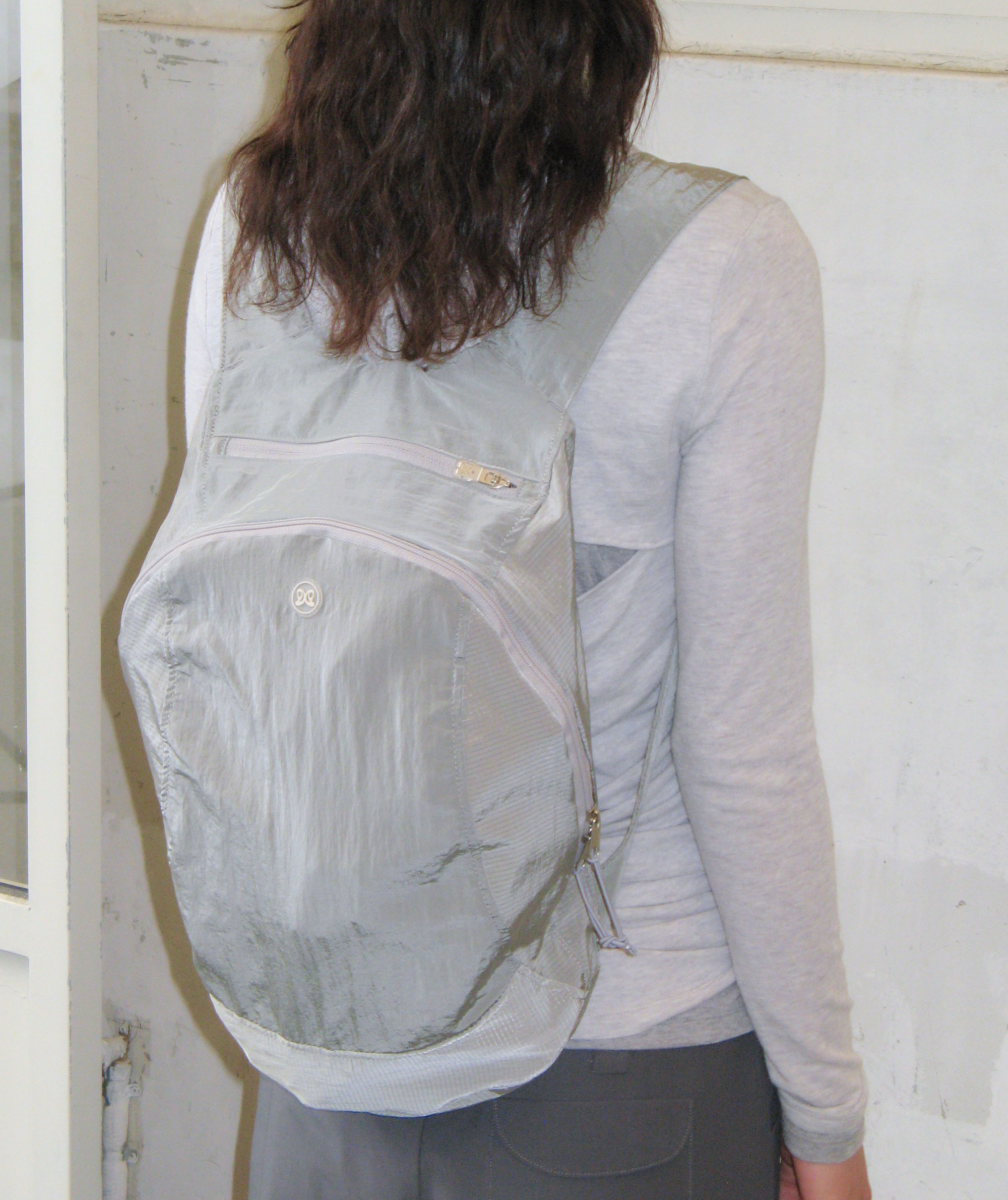 Two Zipper Compact Backpack [Gray]