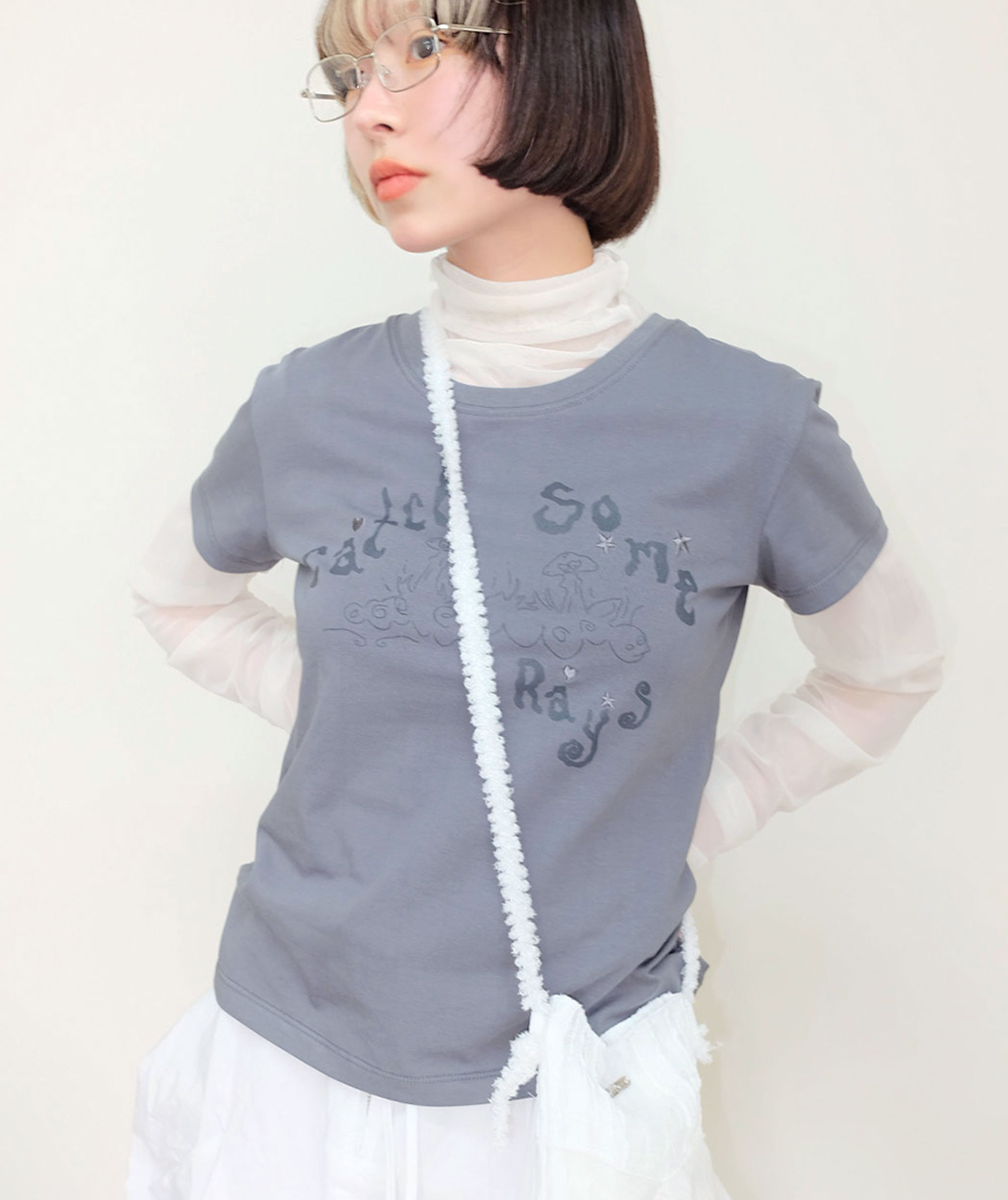 Catch Embroidery T-Shirt [Charcoal]