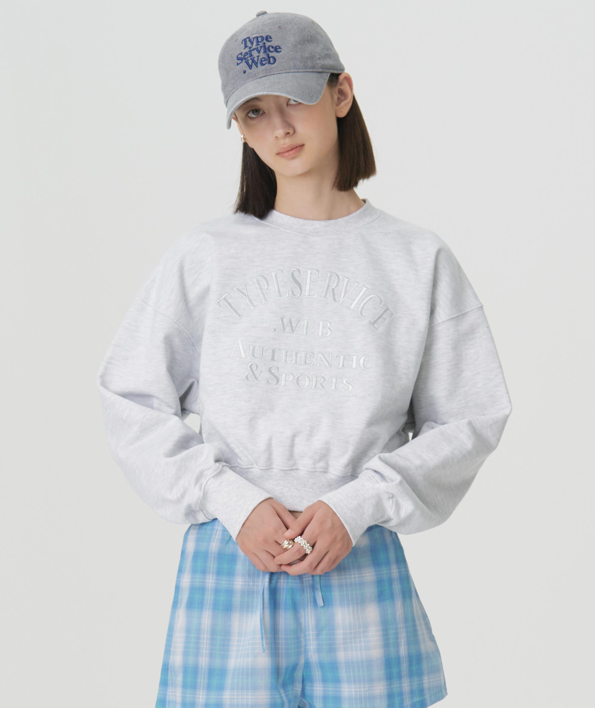 [9/30 예약발송] Arch Logo Crop Sweatshirt [Melange Gray]