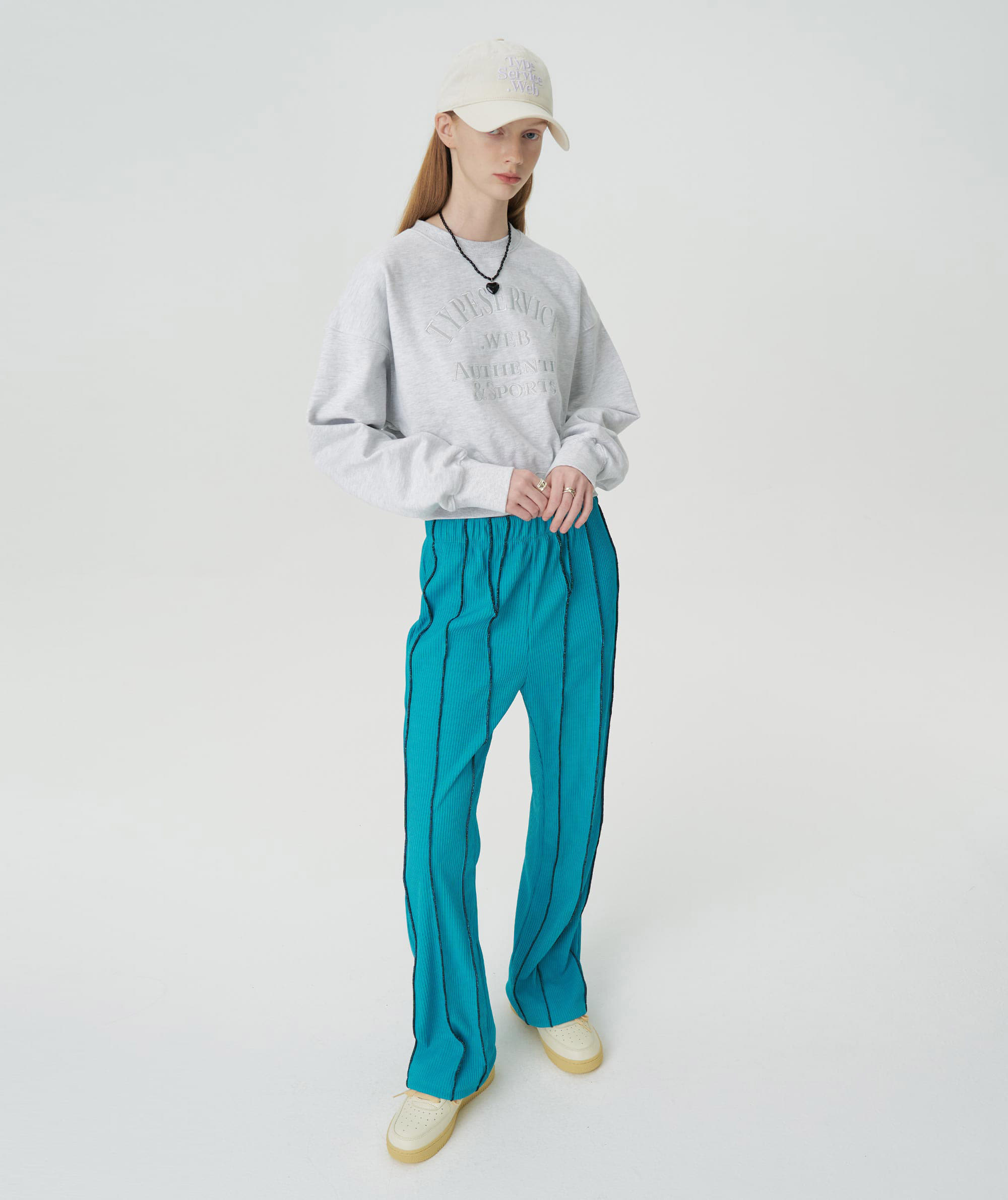 Riffle Knitted Boot Cut Pants [Blue]