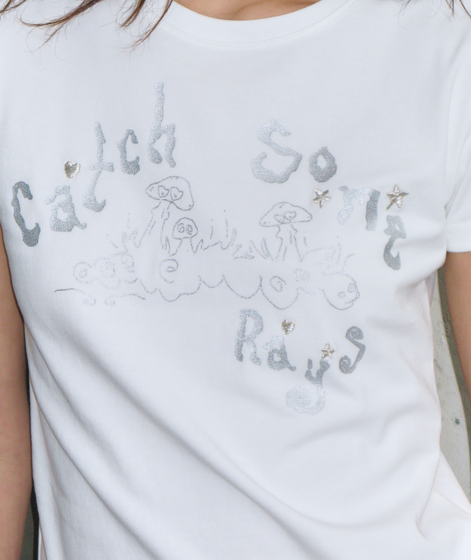 Catch Embroidery T-Shirt [Off White]