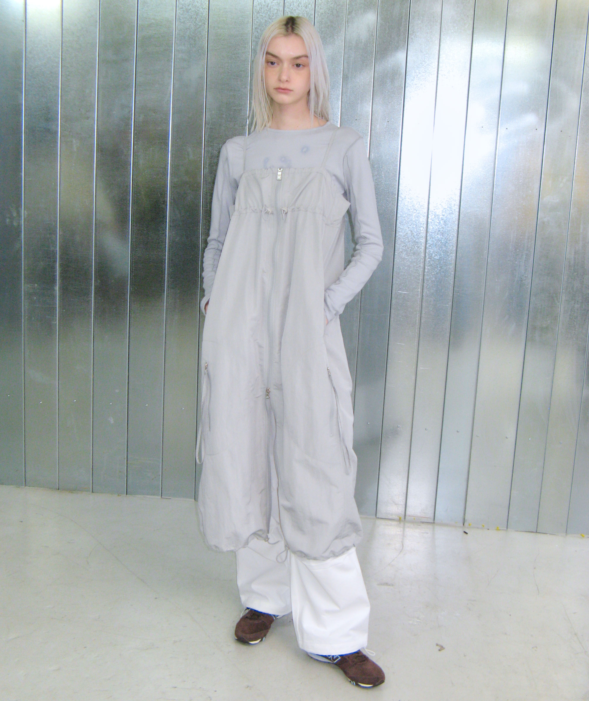 Sheer Sleeveless Dress [Gray]