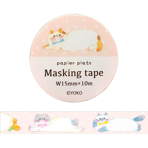 파피아프랏츠 요코 마스킹테이프 15mm : 고양이 기지개샐러드마켓
