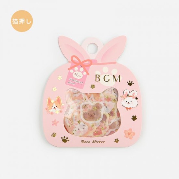 BGM 마스킹 조각 스티커 : 애니멀 벚꽃샐러드마켓