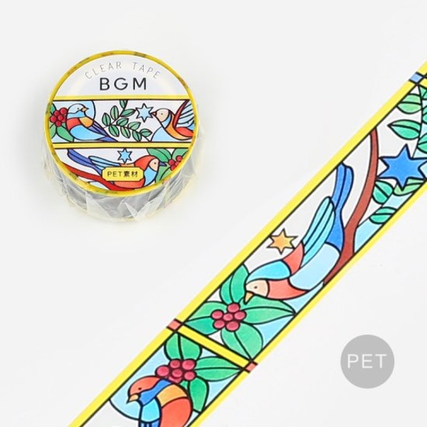 BGM 스테인드글라스 클리어 투명 데코 테이프 20mm : 새와 식물샐러드마켓