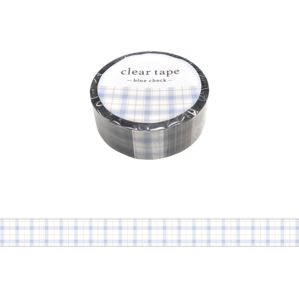 마인드웨이브 클리어 투명 데코 테이프 15mm : 블루 체크샐러드마켓