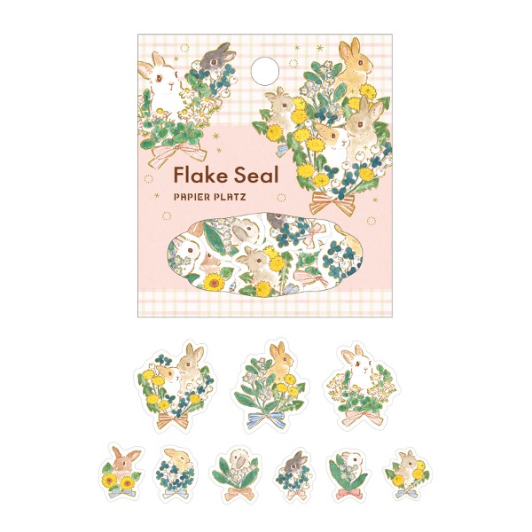 파피아프랏츠 시나코 마스킹 조각 스티커 : 토끼 꽃다발샐러드마켓