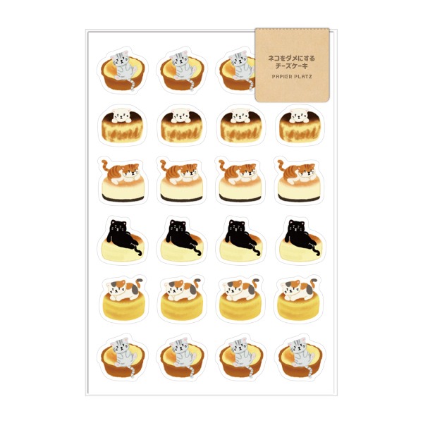 파피아프랏츠 AOYOSHI 음식×동물 스티커 : 치즈케이크 네꼬양샐러드마켓