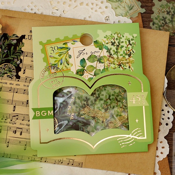 BGM 우표 식물도감 꽃 조각 스티커 : 그린샐러드마켓