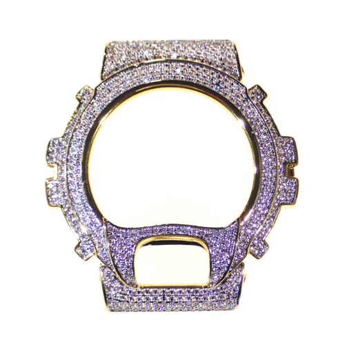 TIKOONZ ICED OUT SILVER 925 BRASS G SHOCK DW 6900 BEZEL TWO TONE