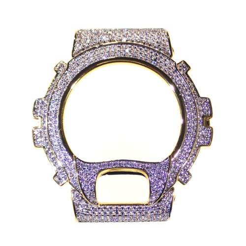 TIKOONZ ICED OUT SILVER 925 & BRASS G SHOCK DW 6900 BEZEL TWO TONE 