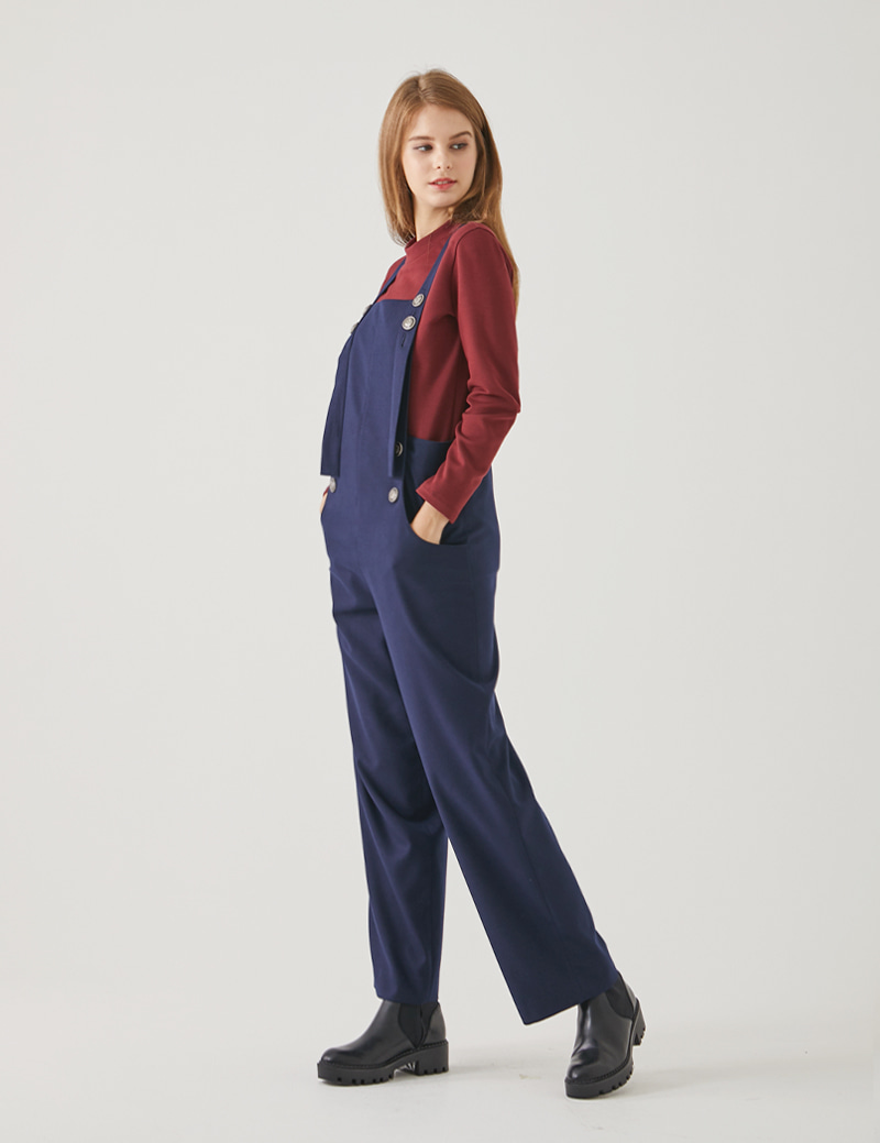 BUTTON DETAILED OVERALLS PANTS (TWFPT094-NAVY)