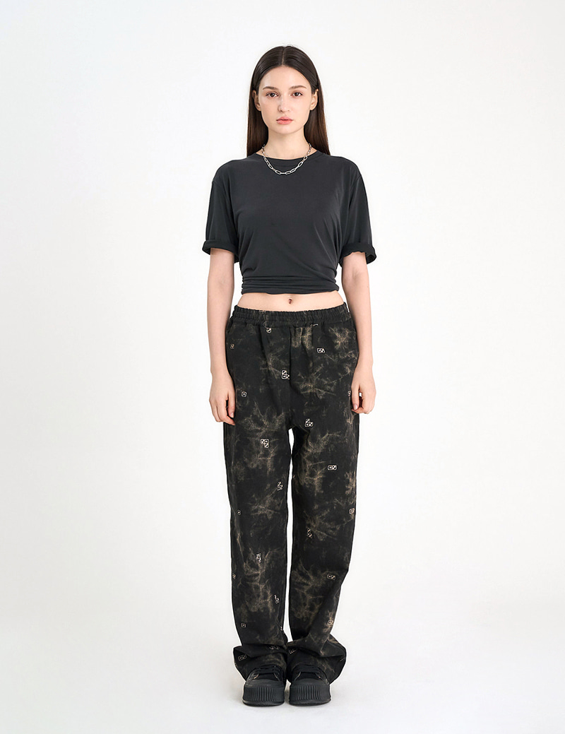 DICE EMBROIDERY BANDING PANTS (OFWPT-157-BK)