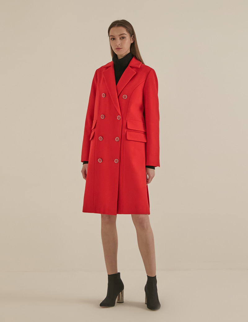 DOUBLE BREASTED WOOL HALF COAT (TFWCT-125-RD)