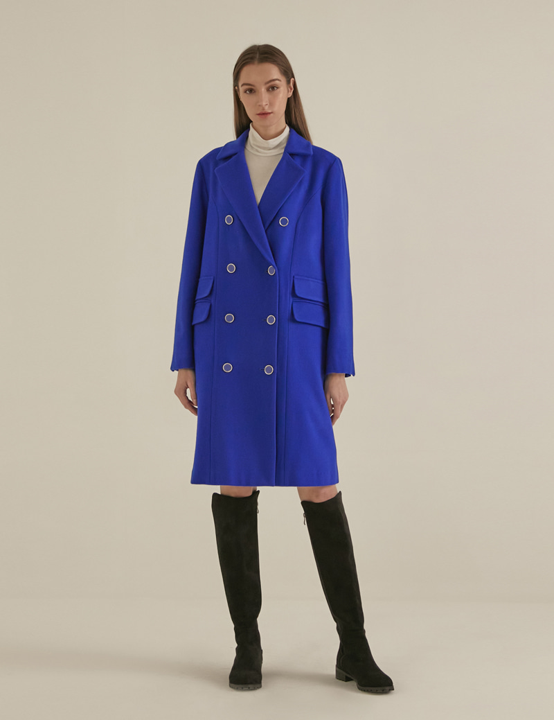 DOUBLE BREASTED WOOL HALF COAT (TFWCT-125-BL)