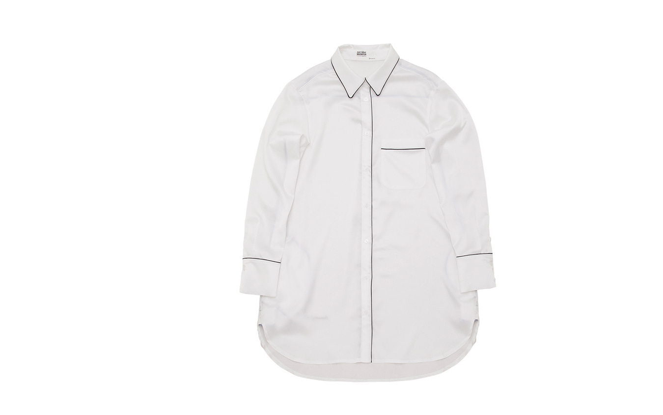 AWESOME IMAGINATIONContrast Accented Pajama Shirt(White)