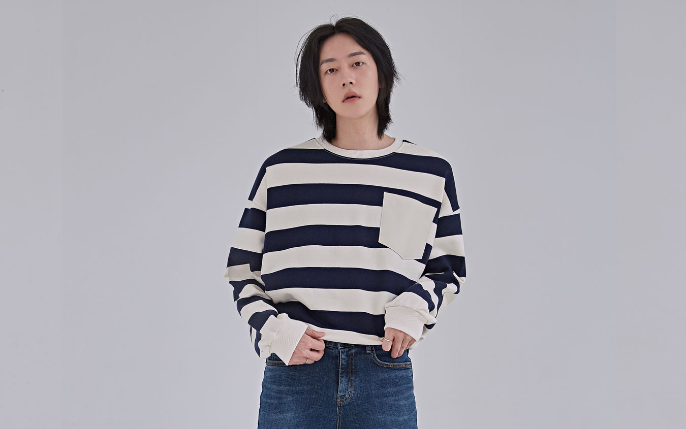 Chest Pocket Striped Sweatshirt