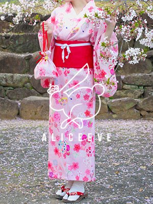 프리미엄 일본풍 여자 기모노 유카타 SET(하나비라 はなびら)