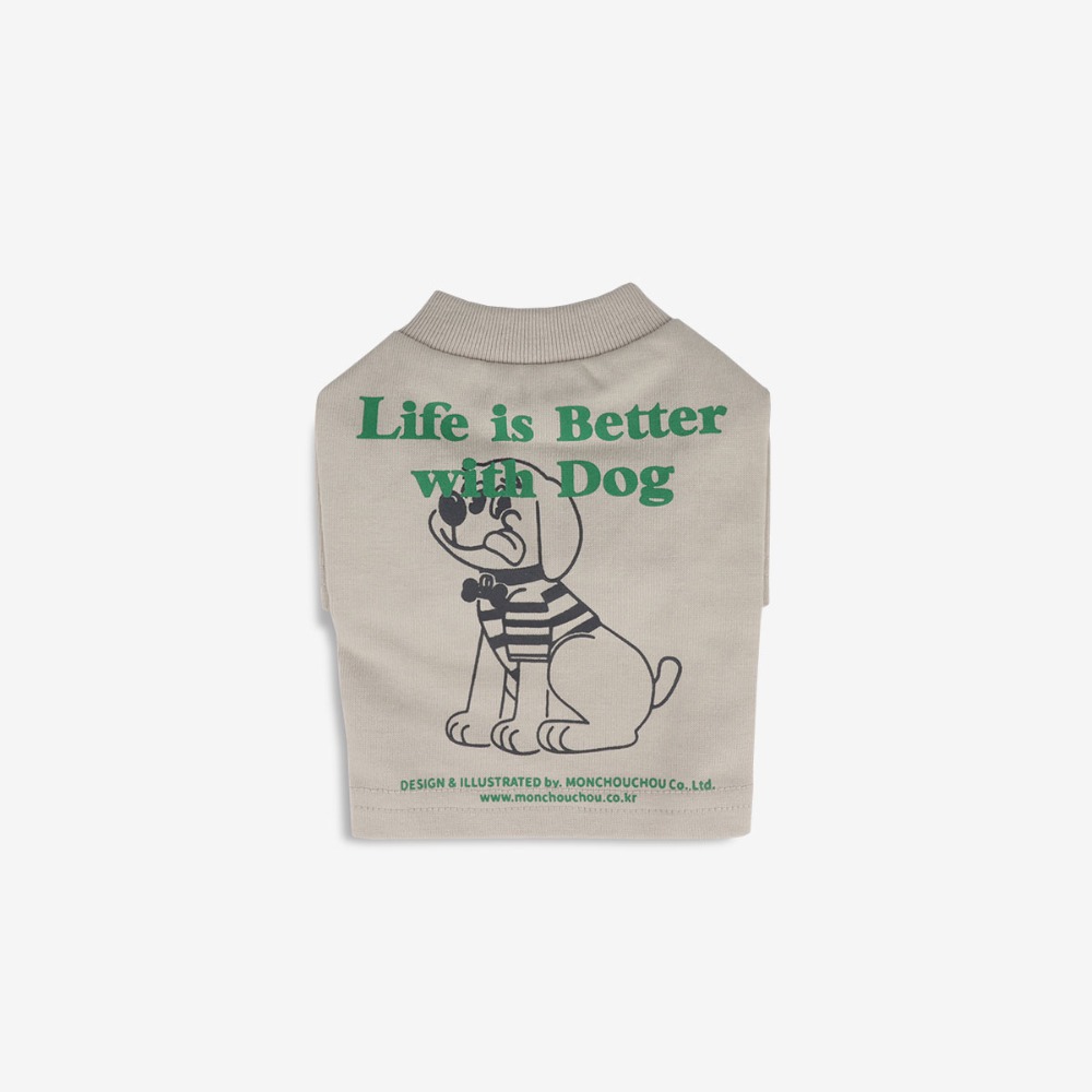 몽슈슈 Life is Better with Dog for dog Sand Beige