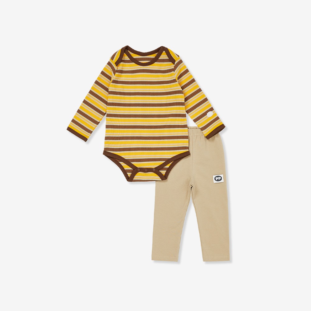 피피 Stripe Bodysuit+Leggins (Yellow)