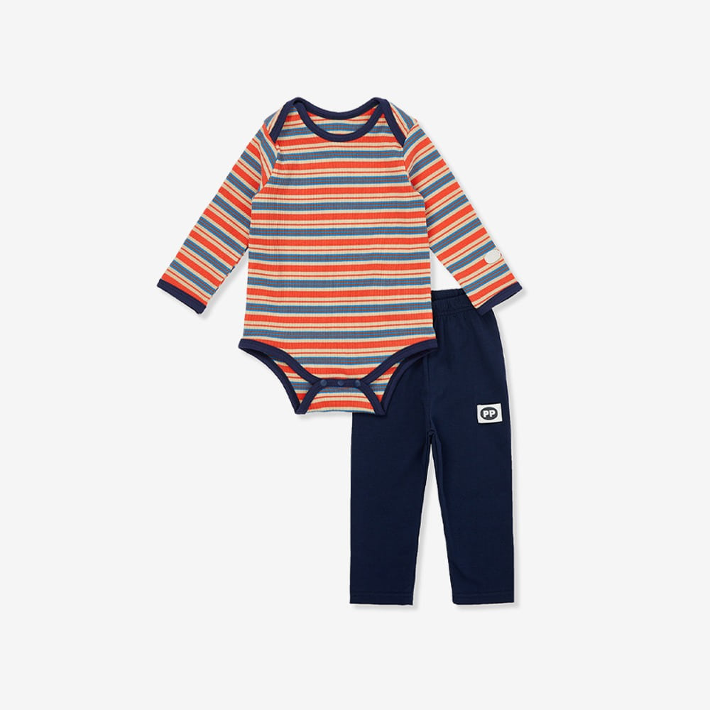 피피 Stripe Bodysuit+Leggins (Orange)
