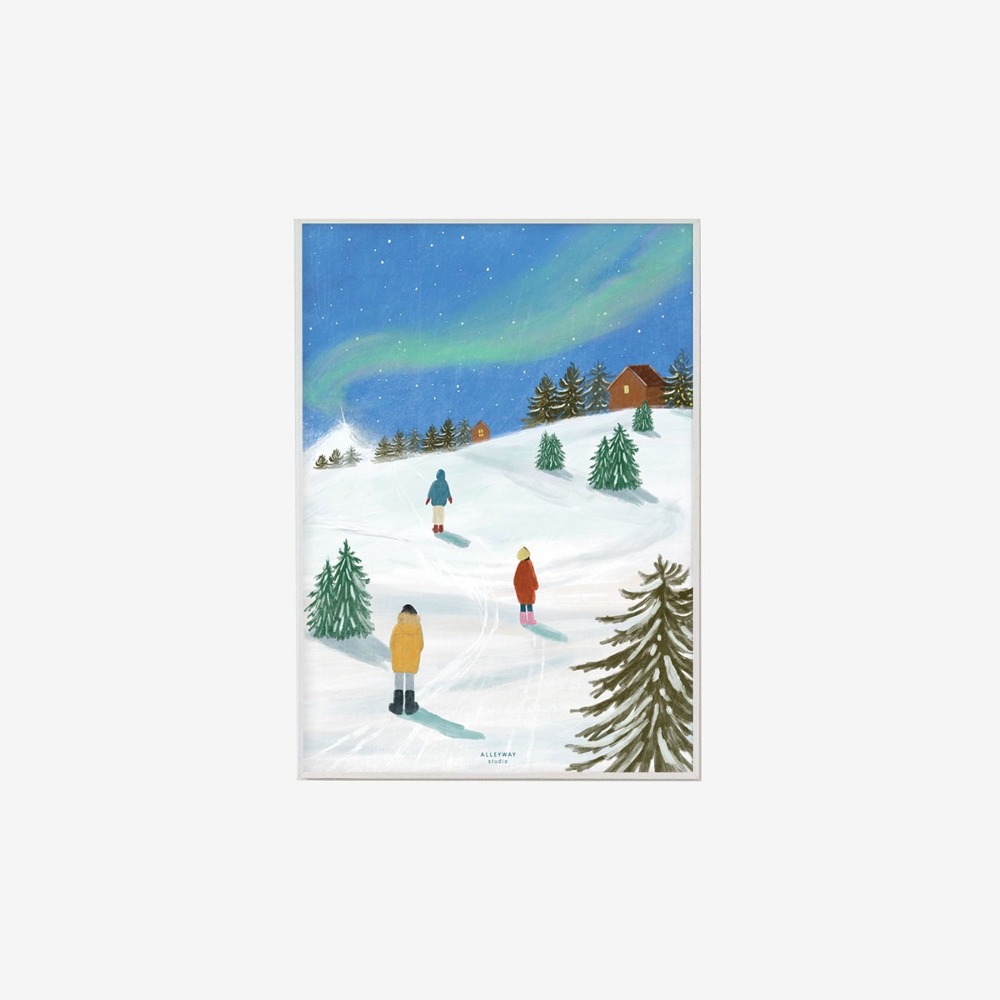 [Paper Poster] GREEN WAVES 오로라 크리스마스 선물 겨울 인테리어 포스터 액자