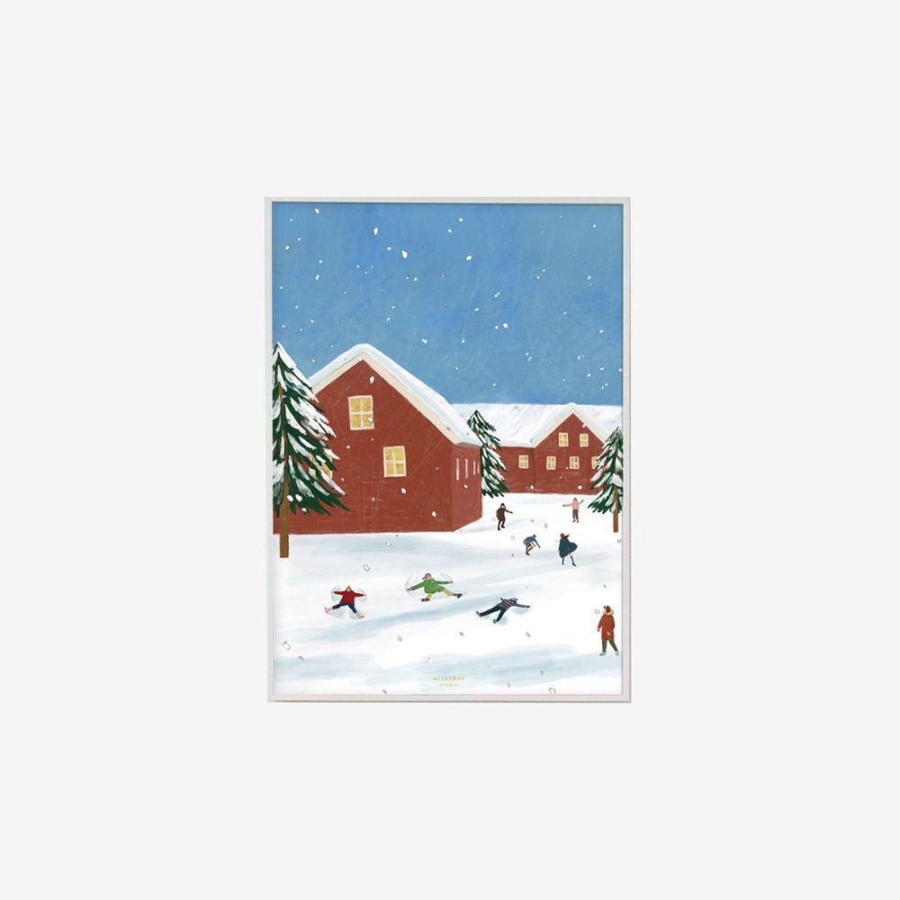 [Paper Poster] 겨울방학 크리스마스 연말 선물 홈데코 소품 일러스트 포스터 액자