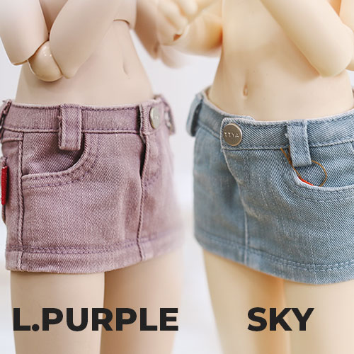 MSD &amp; MDD Stone Washing Cotton Skirt - Sky, Purple