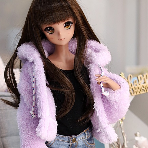SD13 GIRL&amp;Smart Doll Bear hooded fur jacket - Purple